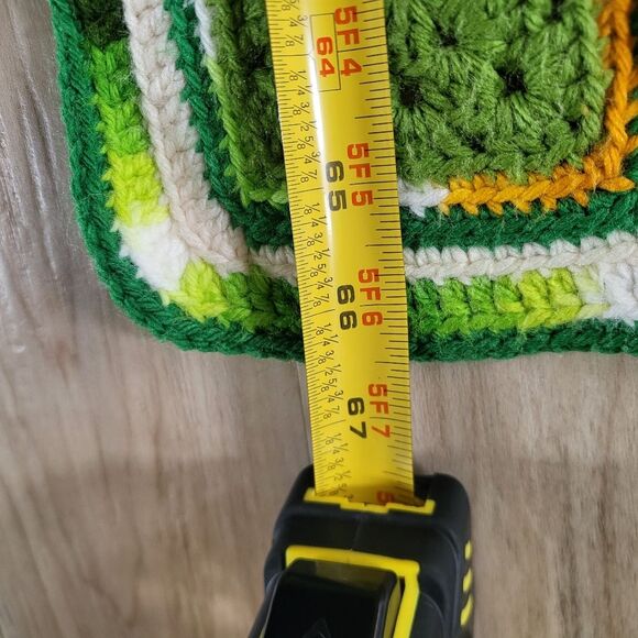 Vintage Afghan Granny Square Psychedelic Multicolored Blanket Throw 66 x 29 - Picture 10 of 11